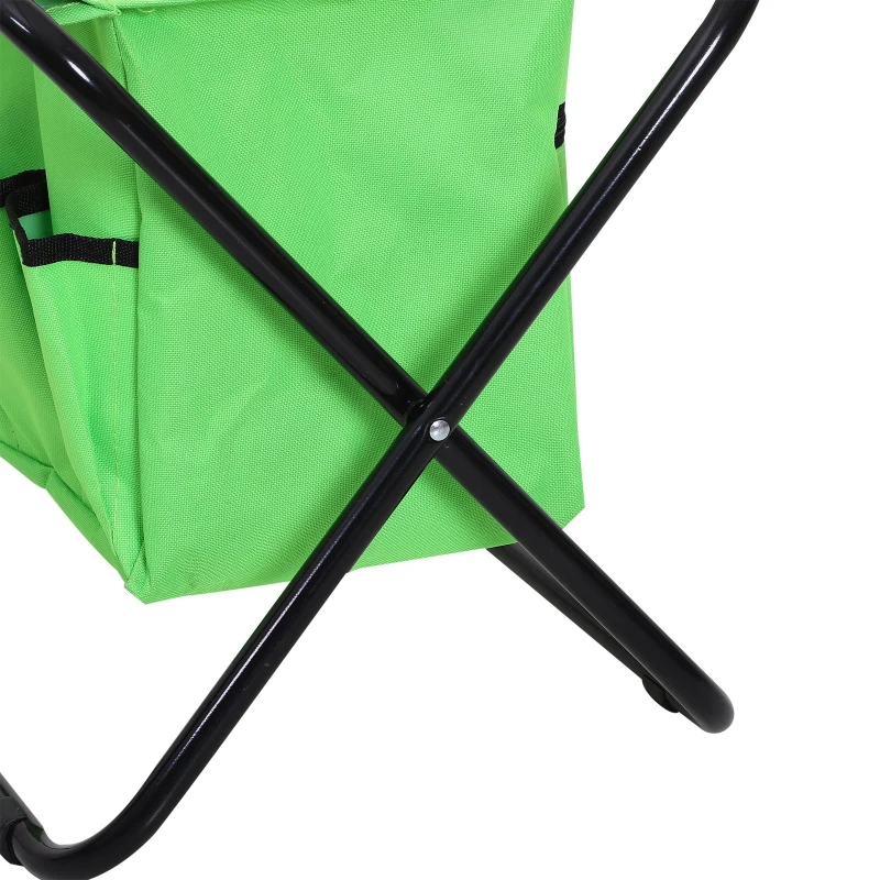 Outsunny Heavy Duty Folding Lightweight Stool Chair w/ Tool Bags and 3 Tools Garden Outdoor  Green