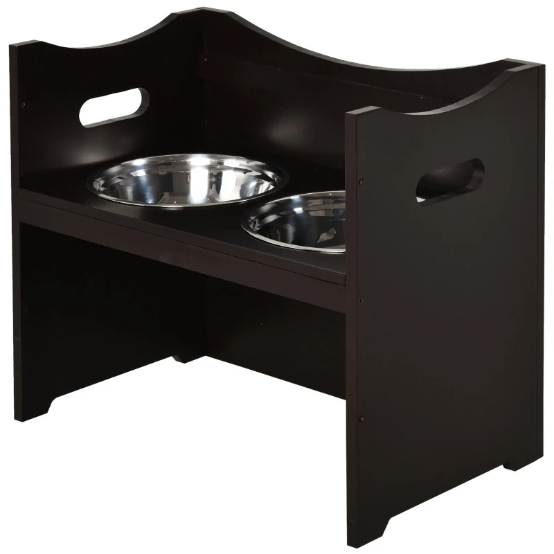 PawHut Raised Elevated Pet Bowls Stainless Steel Bowl Adjustable Dog Bowl Platform