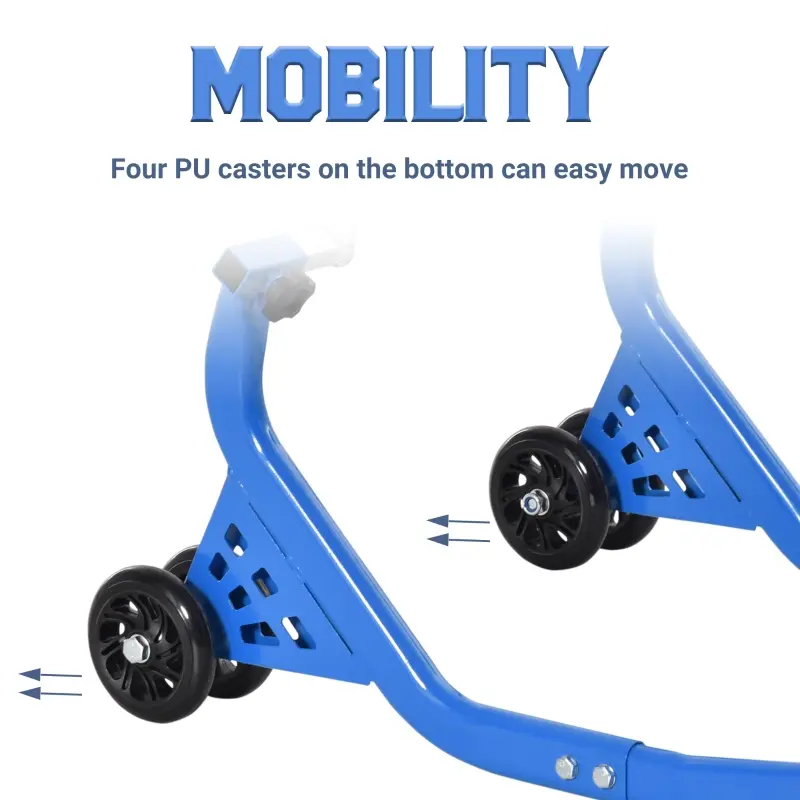 DURHAND U-Shape Motorcycle Rear Wheel Stand Front & Rear Wheel Lift Universal Sport Bike Swingarm Spool Paddock Stand Combo, Blue