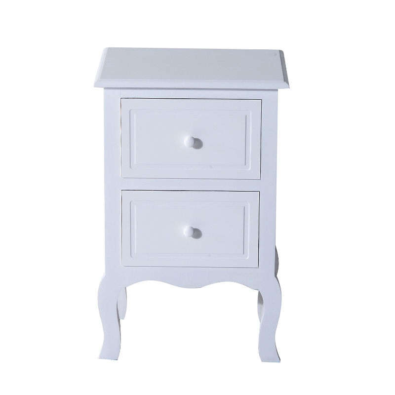 HOMCOM Night Stand Bedside End Table Wooden Bed Side With 2 Drawer White