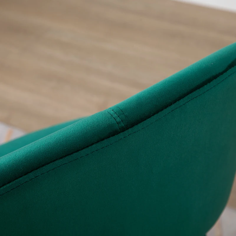 HOMCOM Modern Accent Velvet Chair Open Curved Mid-Back Upholstered Vanity Chair with Gold Plating Metal Legs for Living Room/Office/Reception Green