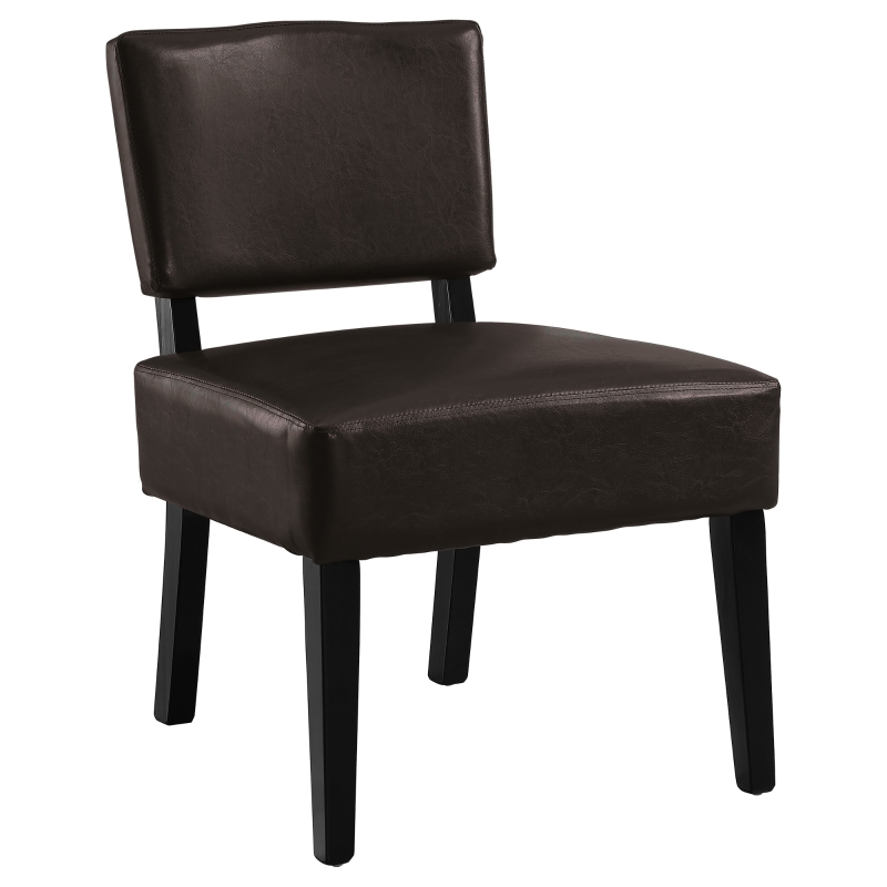 Monarch Contemporary Leather-Look Accent Armless Slipper Chair - Dark Brown