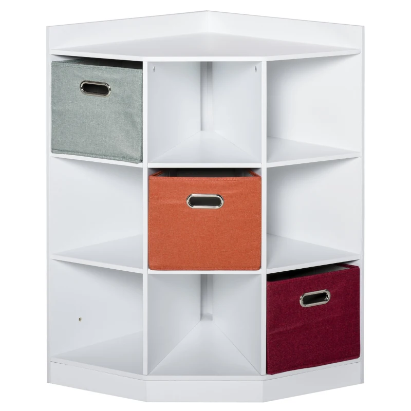 HOMCOM Corner Shelf Storage Cabinet Toy Box