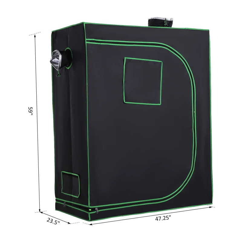 Outsunny Hydroponic Plant Grow Tent Reflective Mylar Obeservation Window Indoor Floor