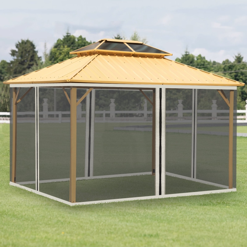Outsunny Replacement Mosquito Netting for Gazebo 10' x 13' Black Screen Walls for Canopy with Zippers for Parties and Outdoor Activities