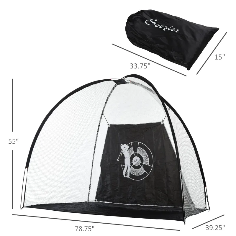 Soozier Golf Hitting Net with Chipping Target, Golf Aid Training Practice Net with Carry Bag for Indoor and Outdoor Golf Sports