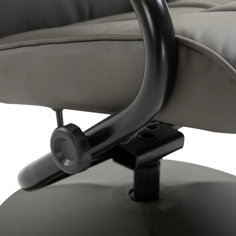 HOMCOM Adjustable Leisure Recliner Chair and Ottoman Set with Swiveling Base, Faux Leather, Grey