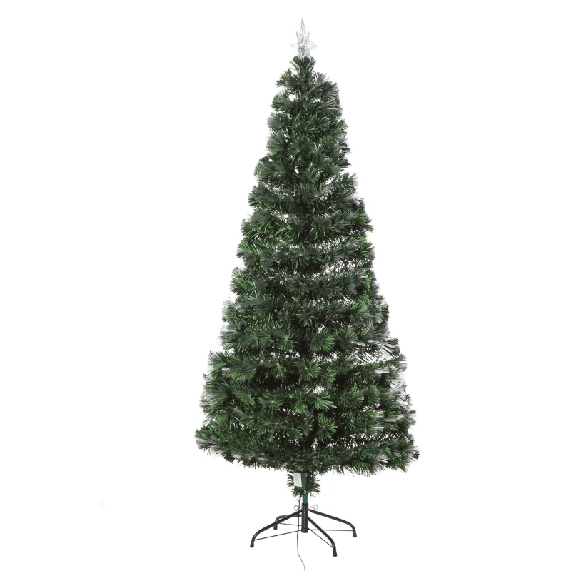 HOMCOM 6ft Artificial Tree Multi-Colored Pre-Lit Holiday Christmas Decoration