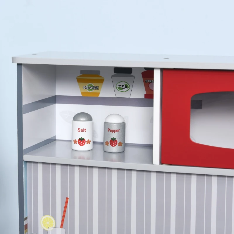 Qaba 2 in 1 Multifuction Kids Kitchen Play Set with Accessories Large Play Kitchen Red