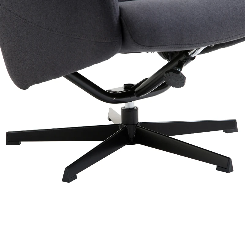 HOMCOM Recliner Ottoman Set Swivel Armchair Lounge Adjustable Backrest Padded Seat Footstool Living Room Grey