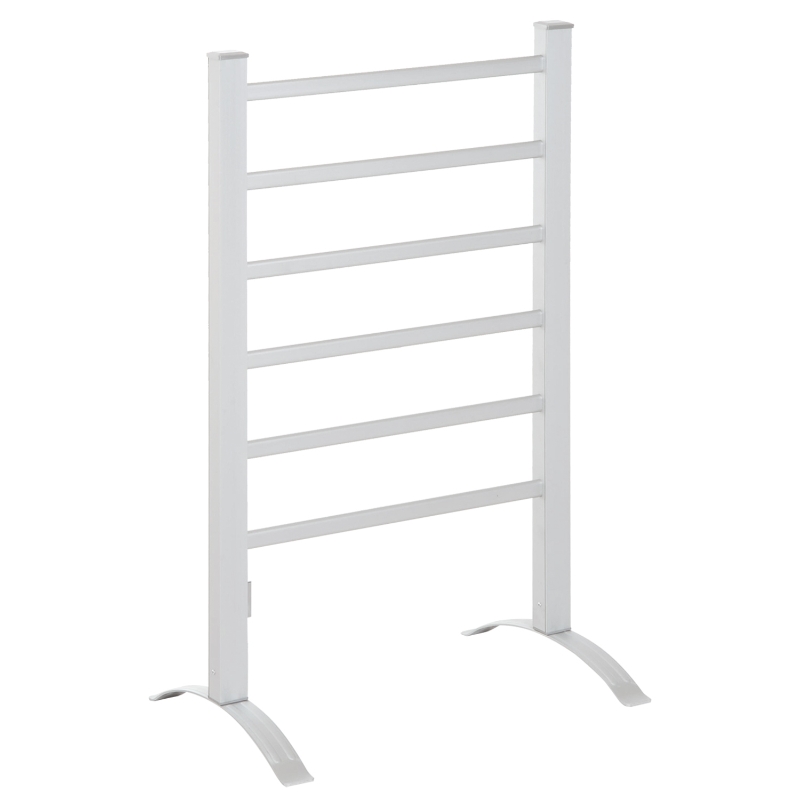 HOMCOM 6-Bar Aluminum Freestanding Towel Warmer Electric Heated Shelf Home Bathroom Towel Drying Rack Stainless Steel