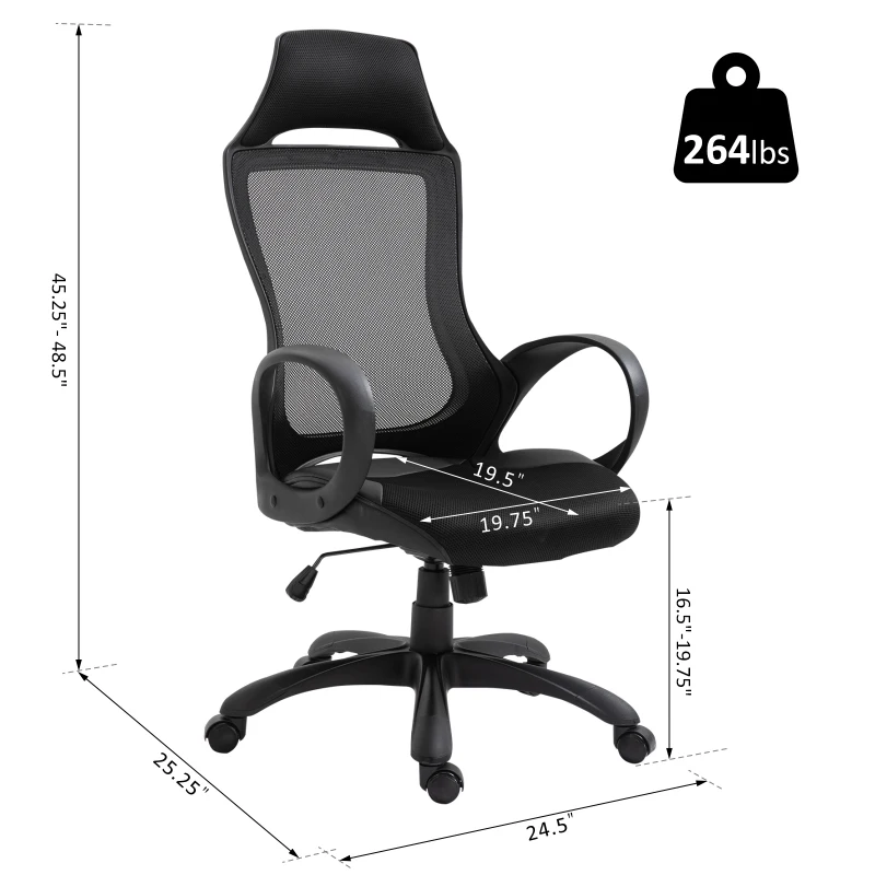 Vinsetto Executive Racing Chair Rocking Chair Adjustable Padded Seat with Wheels Black