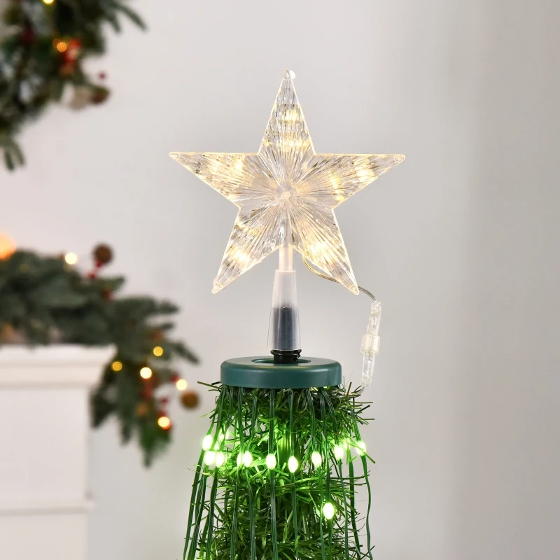 Outsunny 4.5' Tall Pre-lit Slim Artificial Outdoor Christmas Tree Easy Assembly Pull Up Pop Out Yard Decoration with 176 Multi-Color LED Lights