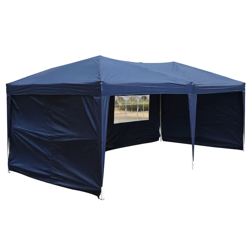 Outsunny 10’x20’ Pop Up Party Tent Outdoor Patio Instant Wedding Canopy Shelter with 4 Side Walls (Blue)