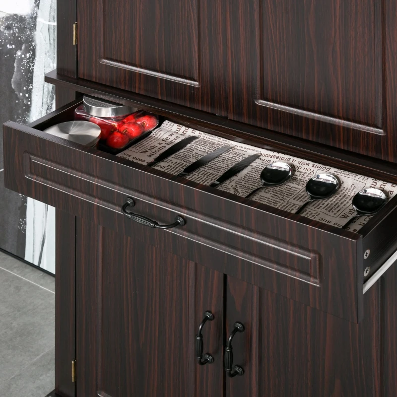 HOMCOM 71" Freestanding Kitchen Pantry Cabinet, Tall Storage Cabinet with 4 Doors and Drawer for Dining Room, Coffee