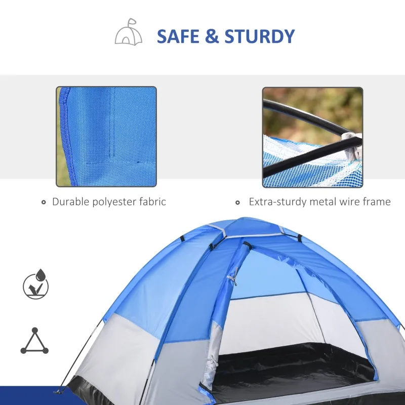 Outsunny 2 Kids Pop Up Camping Tents, Playhouse for Boys Girls with Chairs, Sleeping Bags, Flashlights, Trolley Case, Adventure, Outdoor
