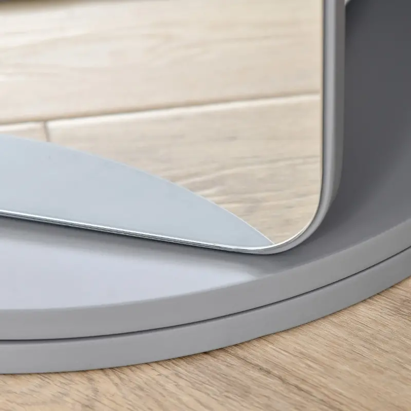 HOMCOM Full Length Glass Mirror with Hidden Jewelry Cabinet and Pine Wood Clothing Rack, Dark Grey