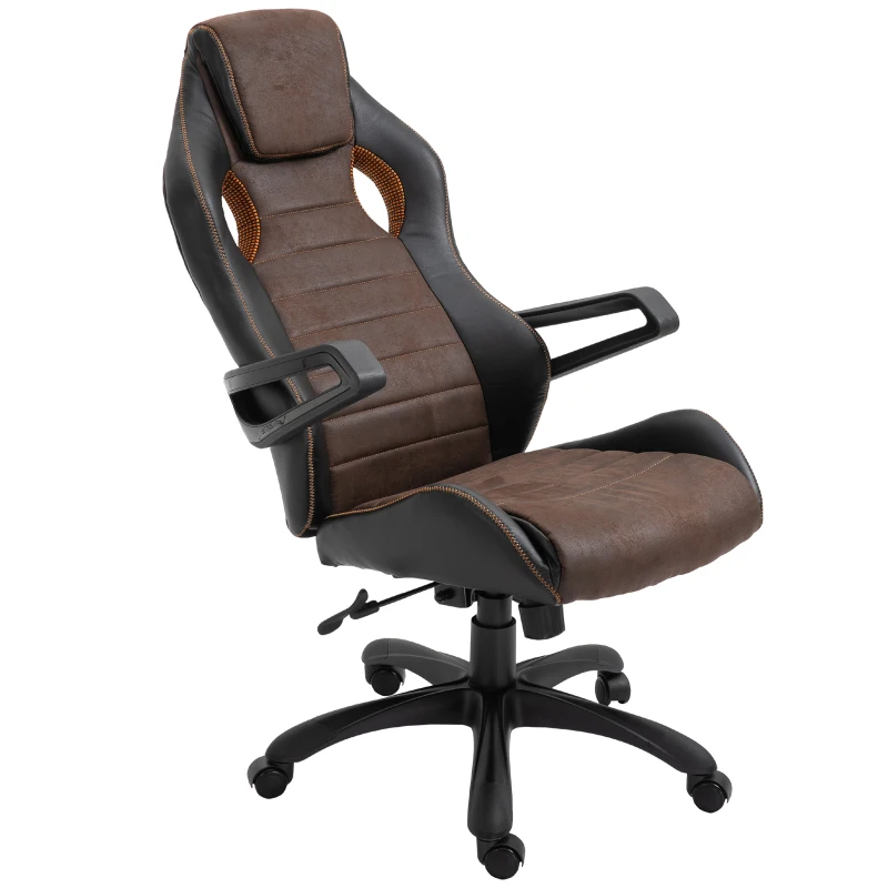 Vinsetto Swivel Racing Game Office Rocking Chair PU Leather Adjustable Height  Brown