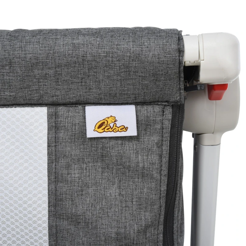 Qaba Baby Bassinet Bedside Sleeper Folding and Adjustable Baby Crib Diaper Changer Nursery Bed for 0-5 Months Infants with Wheels & 5 Height Levels, Dark Grey