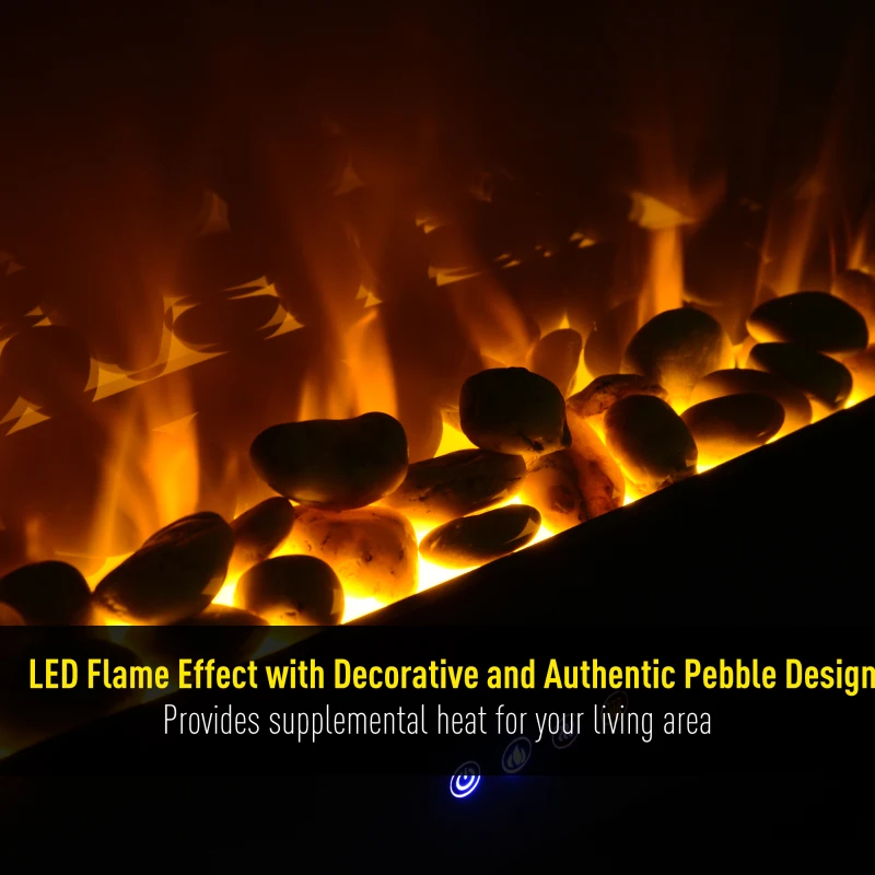 HOMCOM Wall Mounted / Free Standing Electric Fireplace 750W/1500W Black