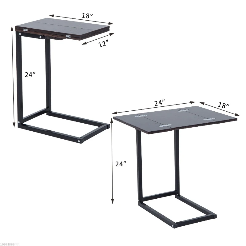 HOMCOM Expanding Snack Table Folding Tray Laptop Holder Modern Walnut