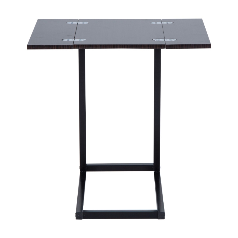 HOMCOM 24" Sofa Side End Table, C Shaped Coffee Tray Couch Table with Steel Frame, Portable Laptop Snack Table for Living Room, Dark Walnut