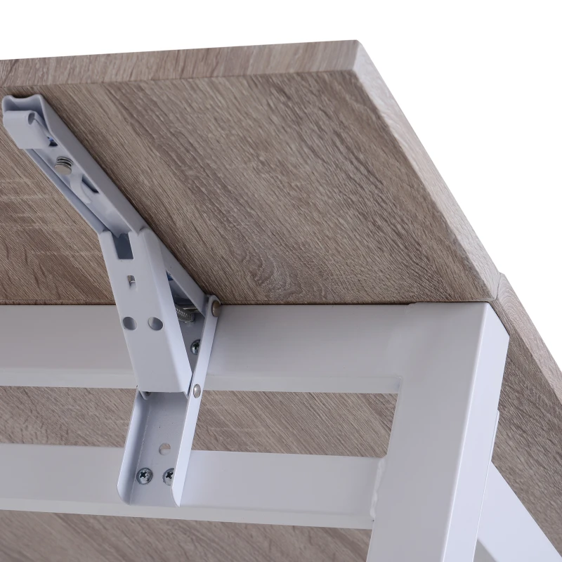 HomCom 5 Piece Drop Leaf Counter Height Dining Table and Chairs Set - Light Grey / White