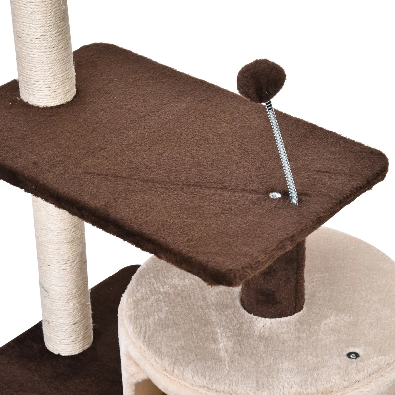 PawHut 81cm/32" Multi-level Cat Tree Scratcher Kitty Activity Center,Condo, Perch, Jumping Platforms,Toys Brown and Beige