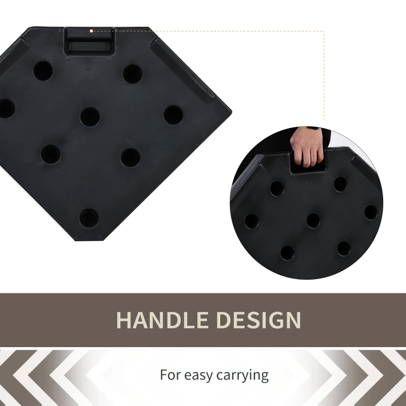 Outsunny 132 lbs Water/Sand Heavy-Duty Cantilever Offset Patio Umbrella Base Weights with Easy-Fill Spout, Black