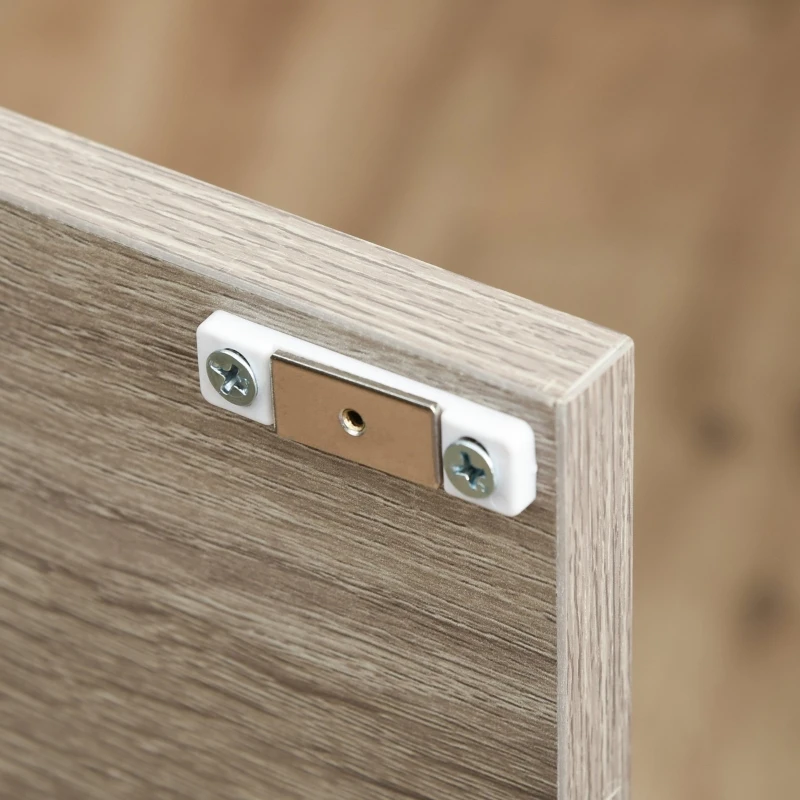 PawHut Wooden Cat House Kitten Condo Shelter Bed w/Soft Cushion Cat Litter Box Enclosure End Table Hideaway Cabinet Storage, Grey