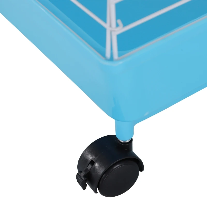 PawHut 40” Steel Plastic Small Animal Pet Cage Kit with Wheels - Blue and White