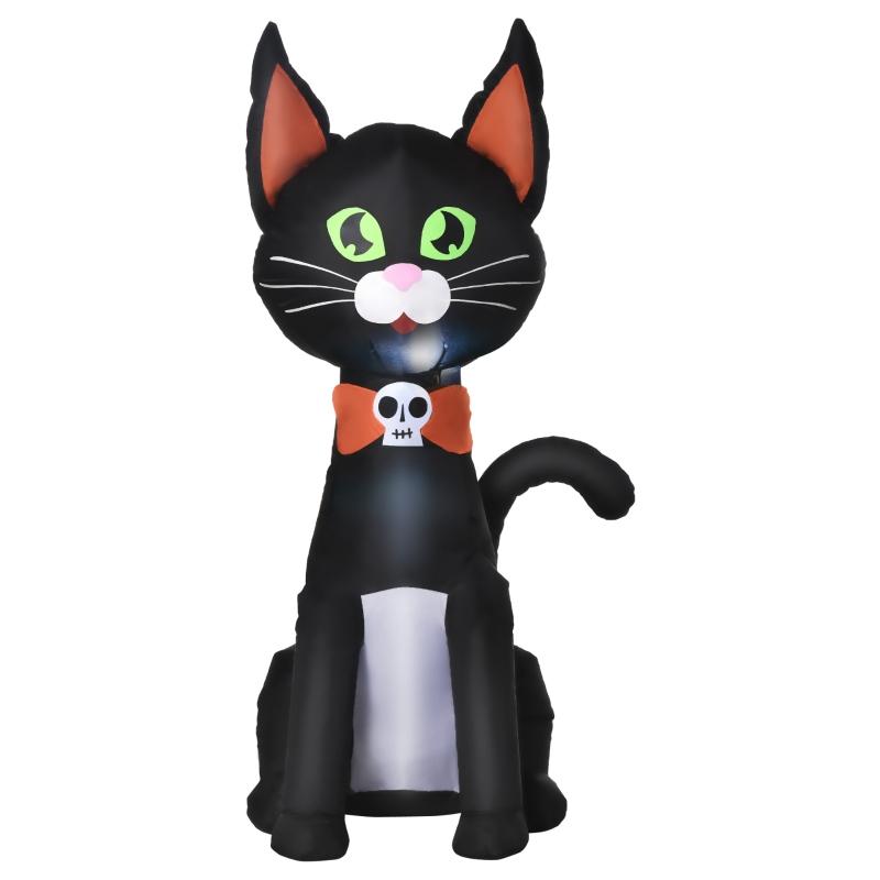 HOMCOM 4ft Halloween Inflatable Cat LED Lit for Indoor & Outdoor Decoration, Black
