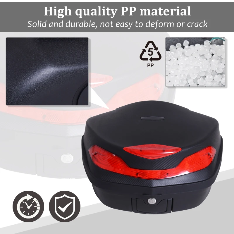 HOMCOM Motorcycle Tail box 48L Top Case Motorbike Trunk Helmet Carrier Luggage w/ Keys