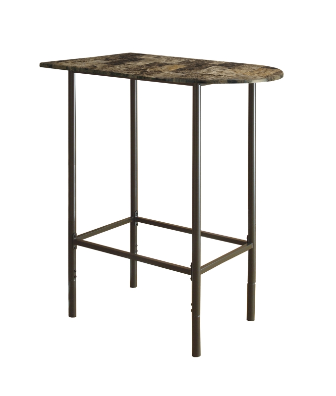 Monarch 36" x 24" Rectangular Space Saver Marble-Look Top Metal Framed Home Bar Height Table - Cappuccino Finish