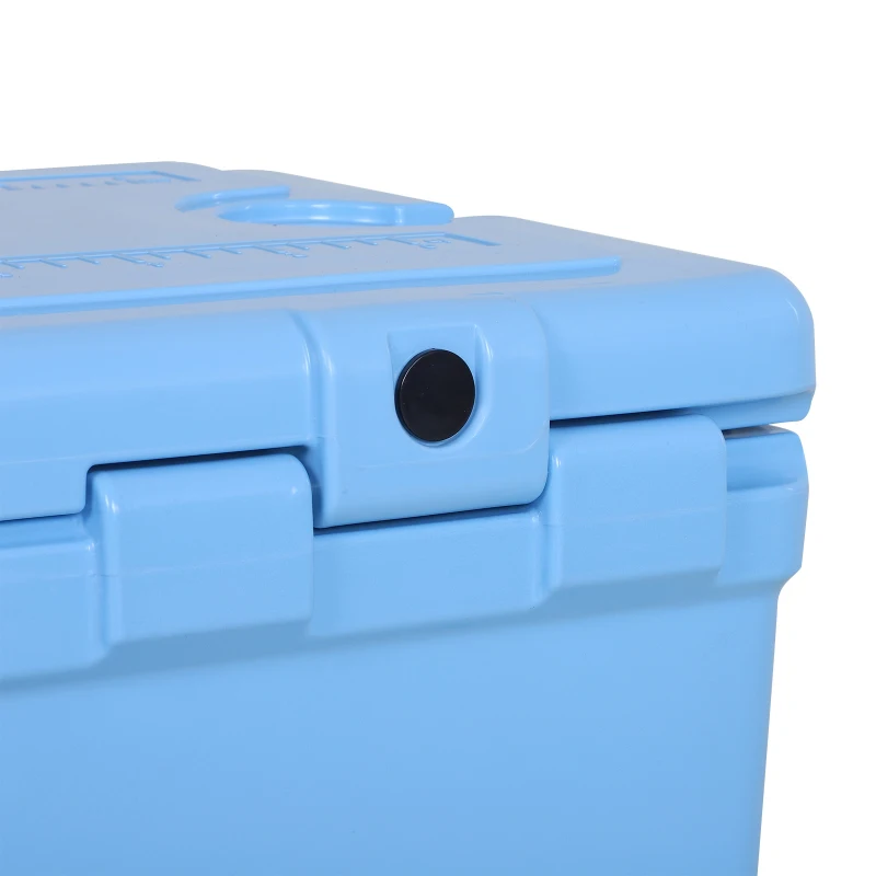 Outsunny 50 Quart Heavy Duty Ice Cooler Outdoor Insulated Cooling Box Easy Portable Cooling Bin Blue