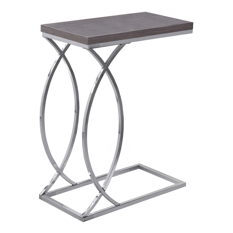 Monarch 25" Contemporary Curvy Chrome Metal Base C-Shaped Side Accent Table - Grey Finish
