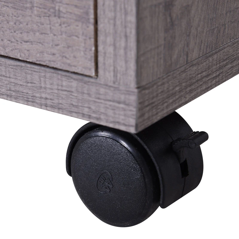 HOMCOM Microwaves Cart on Wheels with Storage Shelf and Cabinet Grey Wood Grain