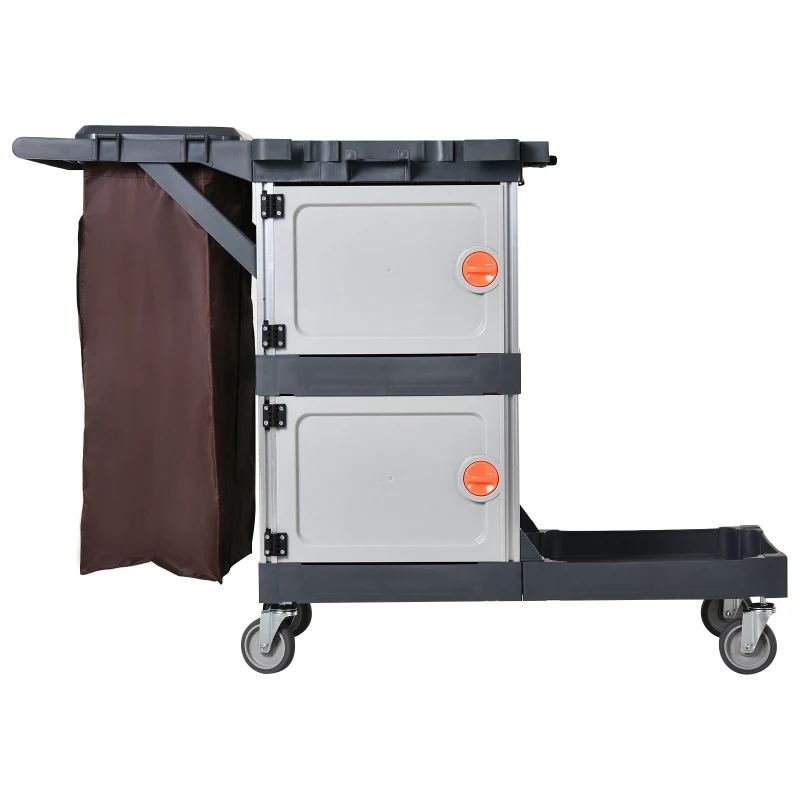 HOMCOM Commercial Janitorial Cleaning Cart Housekeeping Trolly for Hotel  Restaurant