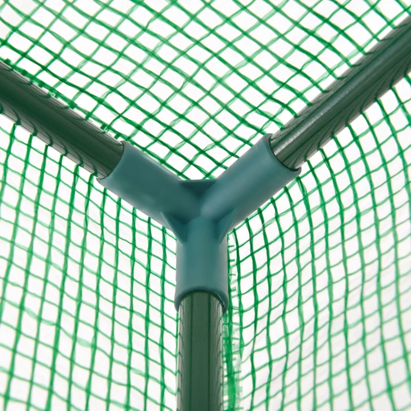 Outsunny 10' x 5' x 7' Lean to Greenhouse, Walk-In Wall Green House Plant Nursery with 2 Roll-up Doors and Window, PE Cover and 3 Wire Shelves, Green