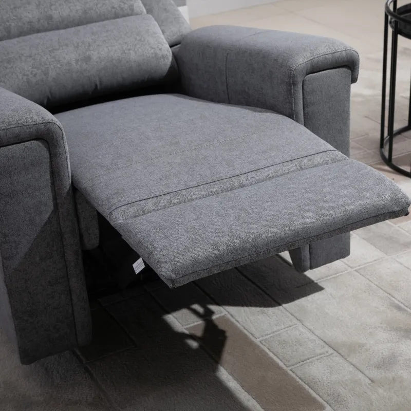 HOMCOM Modern Recliner Chair Linen Fabric Single Sofa Home Theater Seating with Overstuffed Armrest and Back, Grey