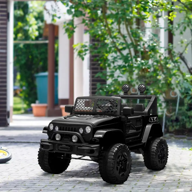 Aosom 12V Battery Powered Kids Ride On Car Off Road Truck Toy w/ Parent Remote, Black