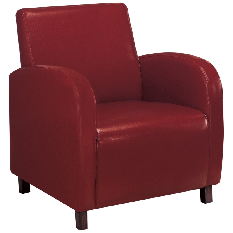 Monarch Upholstered Square Seat High Back Leather-Look Accent Arm Chair - Burgundy