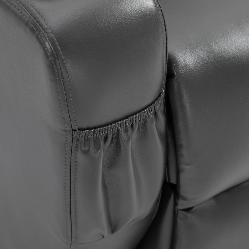 HOMCOM Electric Power Massage Recliner Chair PU leather w/ 8-Point Vibration Waist Heating, USB Port, Dark Grey