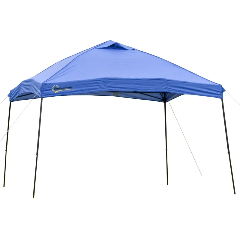 Outsunny 12' x 12' Garden Foldable Pop Up Gazebo Tent with Roller Bag & Vent Outdoor Party Wedding Canopy, Blue