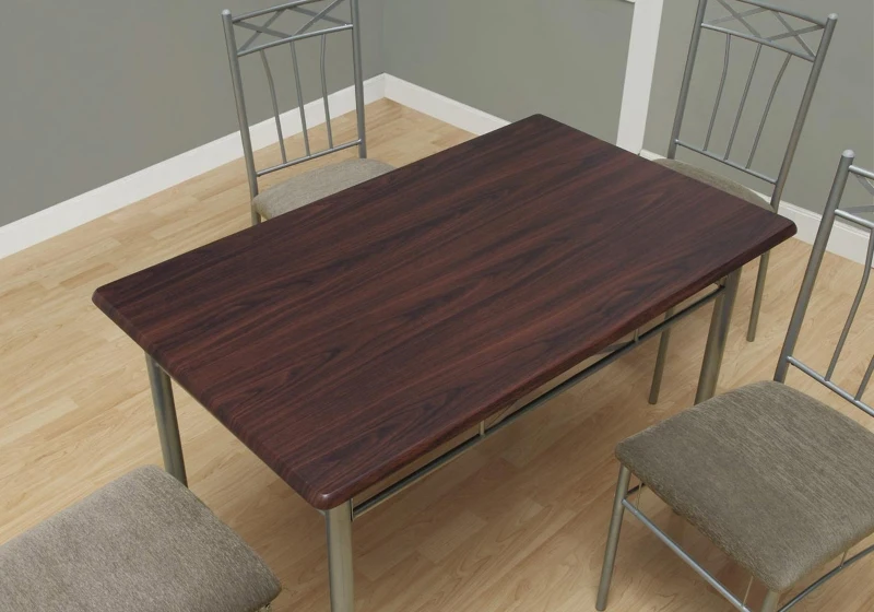 Monarch 5 Piece 40" Rectangular Metal Framed Table and Chairs Dining Set - Cappuccino / Silver