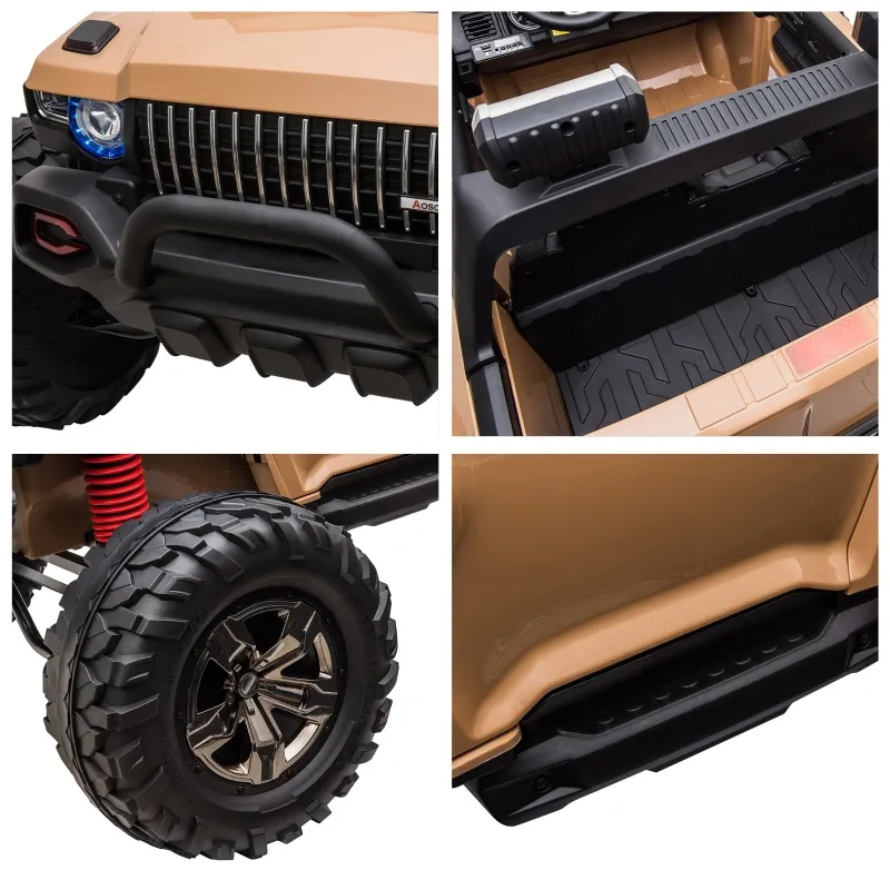 Aosom Ride On Car Off Road Truck SUV 12 V Electric Battery Powered with Remote Control and MP3, Adjustable Speed, Yellow