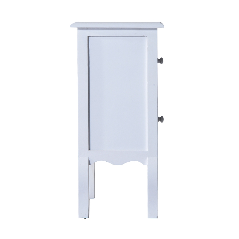 HOMCOM Night Stand Bedside End Table Wooden Bed Side With 2 Drawer White