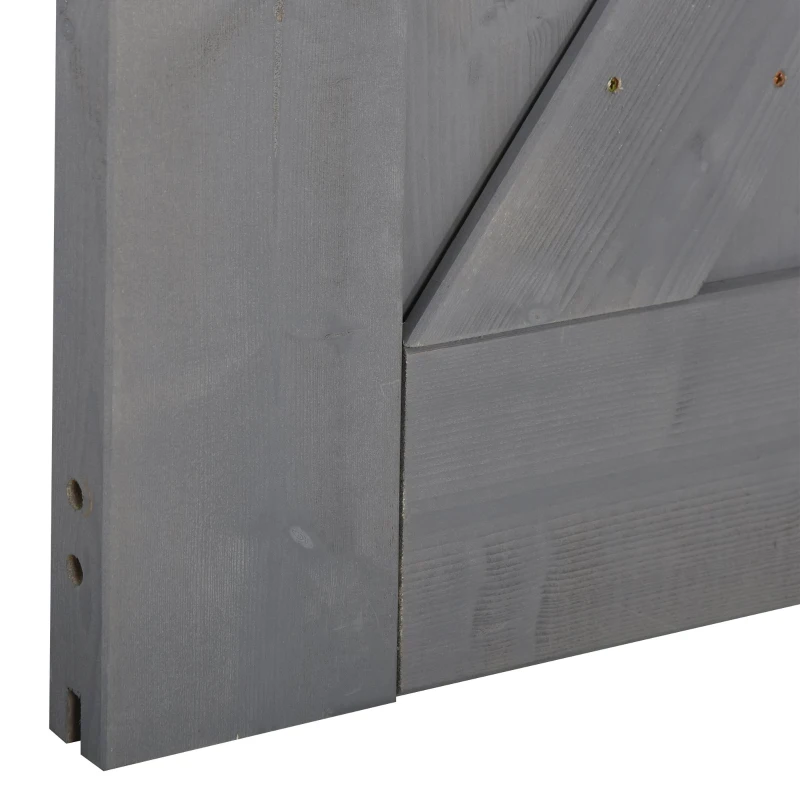 HOMCOM 7' H x 3.5' W Sturdy Sliding Barn Door, Unfinished Solid Spruce Wood Frame with Pre-Drilled Holes - Grey
