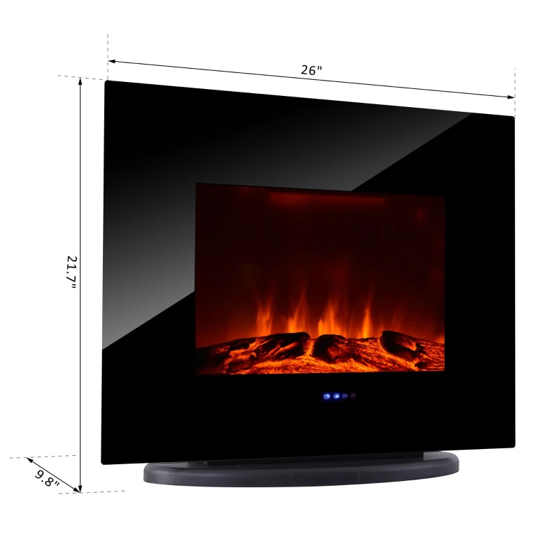 HOMCOM Wall Mounted / Free Standing Electric Fireplace 750W/1500W w/ Remote