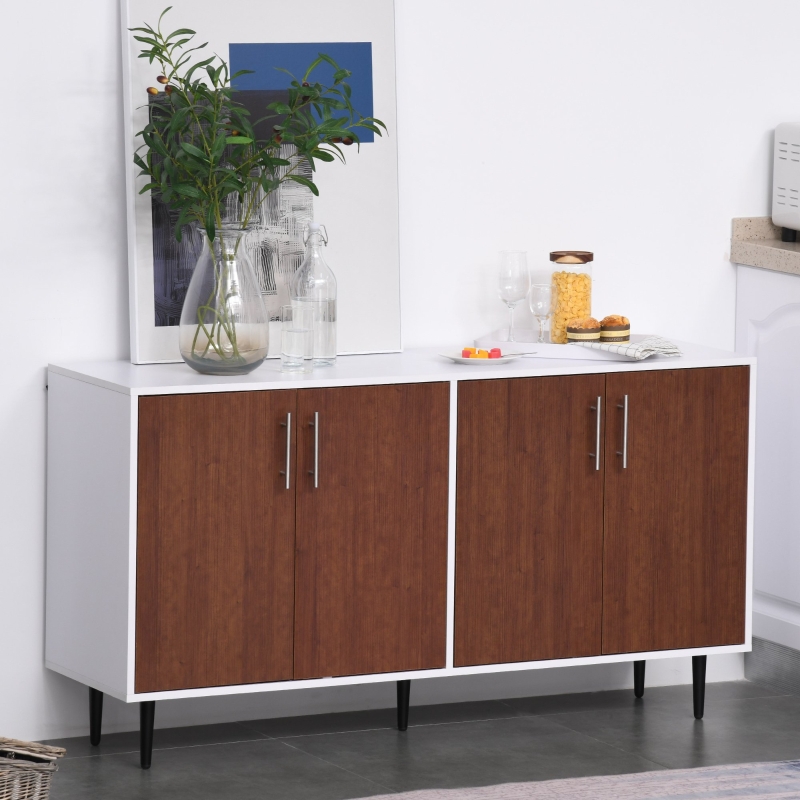 HOMCOM Modern Buffet Sideboard Kitchen Dining Storage Bar Cabinet with Adjustable Shelves Brown
